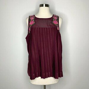 American Eagle Top Women Large Burgundy Sleeveless